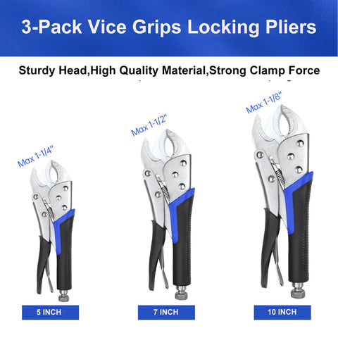 ACOSEA Vice Grips 7-inch curved jaw for robust metalworking grip.