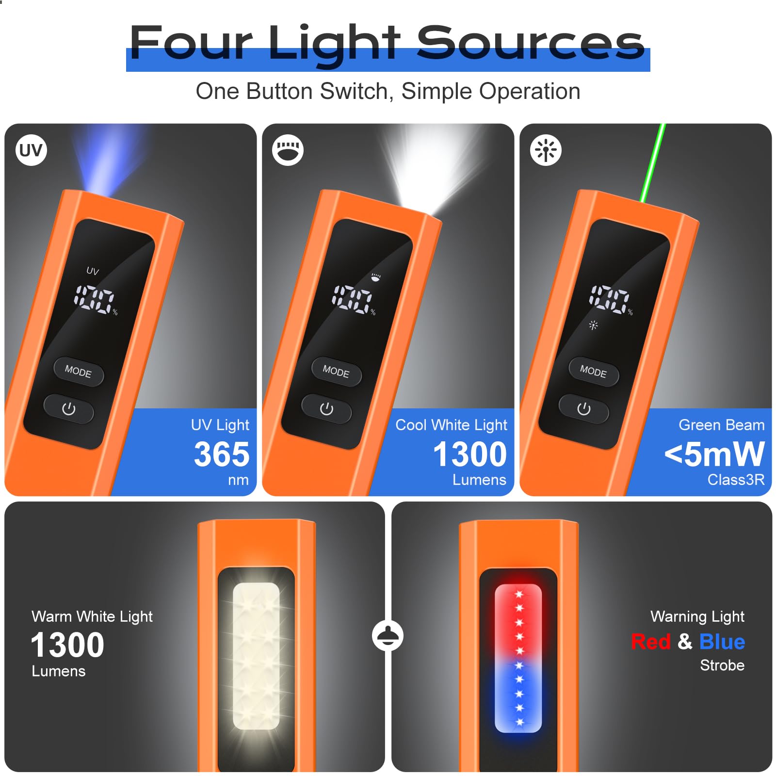 Acoszero EDC flashlight green laser for precise aiming and signaling.