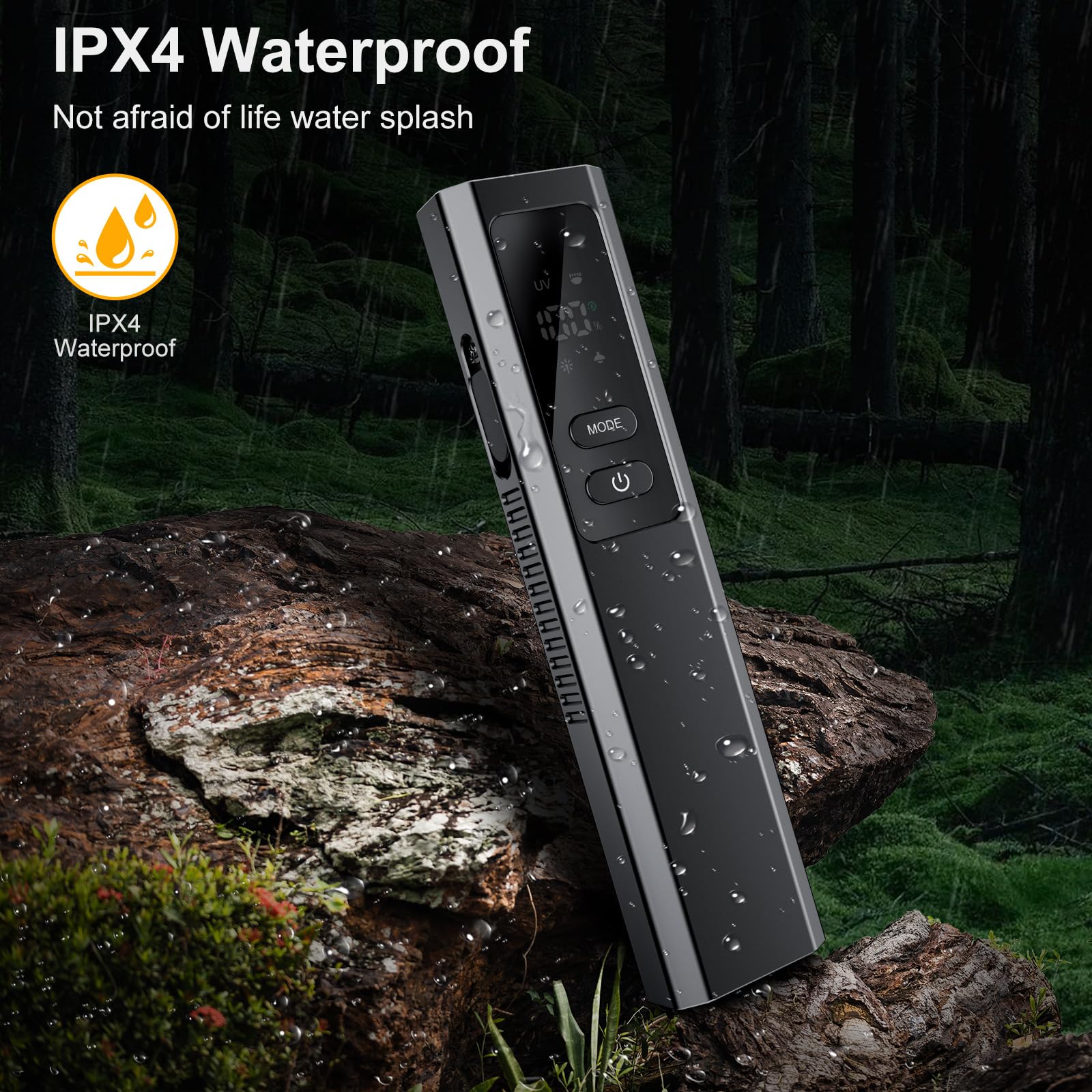Acoszero EDC Flat Flashlight IPX4 waterproof rating withstands splashes.