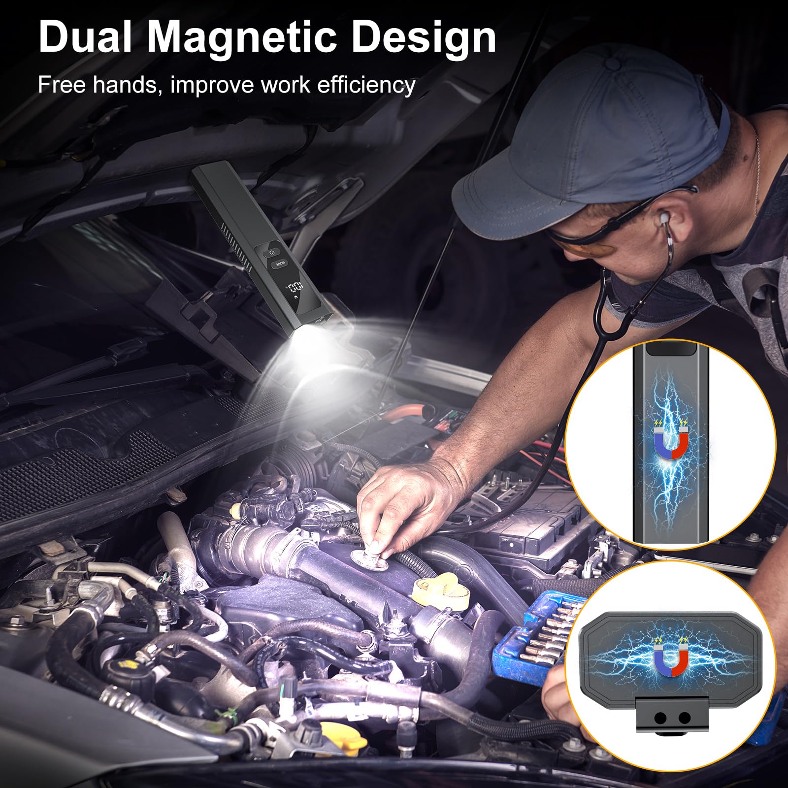 Acoszero EDC Flat Flashlight magnetic base supports hands-free use on metal surfaces.
