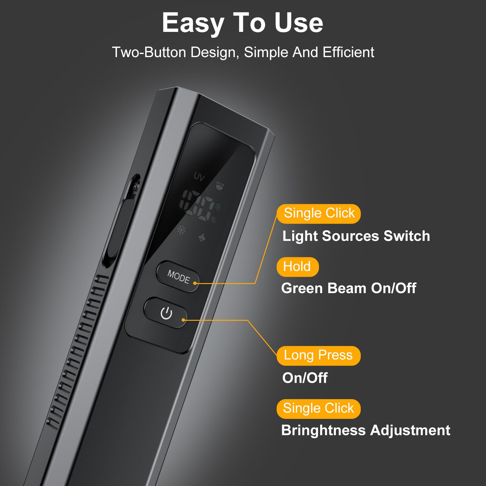 Acoszero EDC Flat Flashlight UV light reveals hidden details at night.