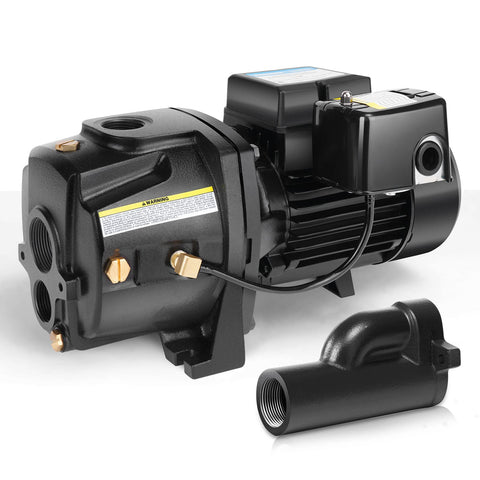 Acquaer convertible well jet pump front view shows rugged cast iron construction for durable water supply