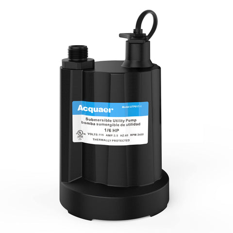 Acquaer submersible pump top view for quick drainage tasks.