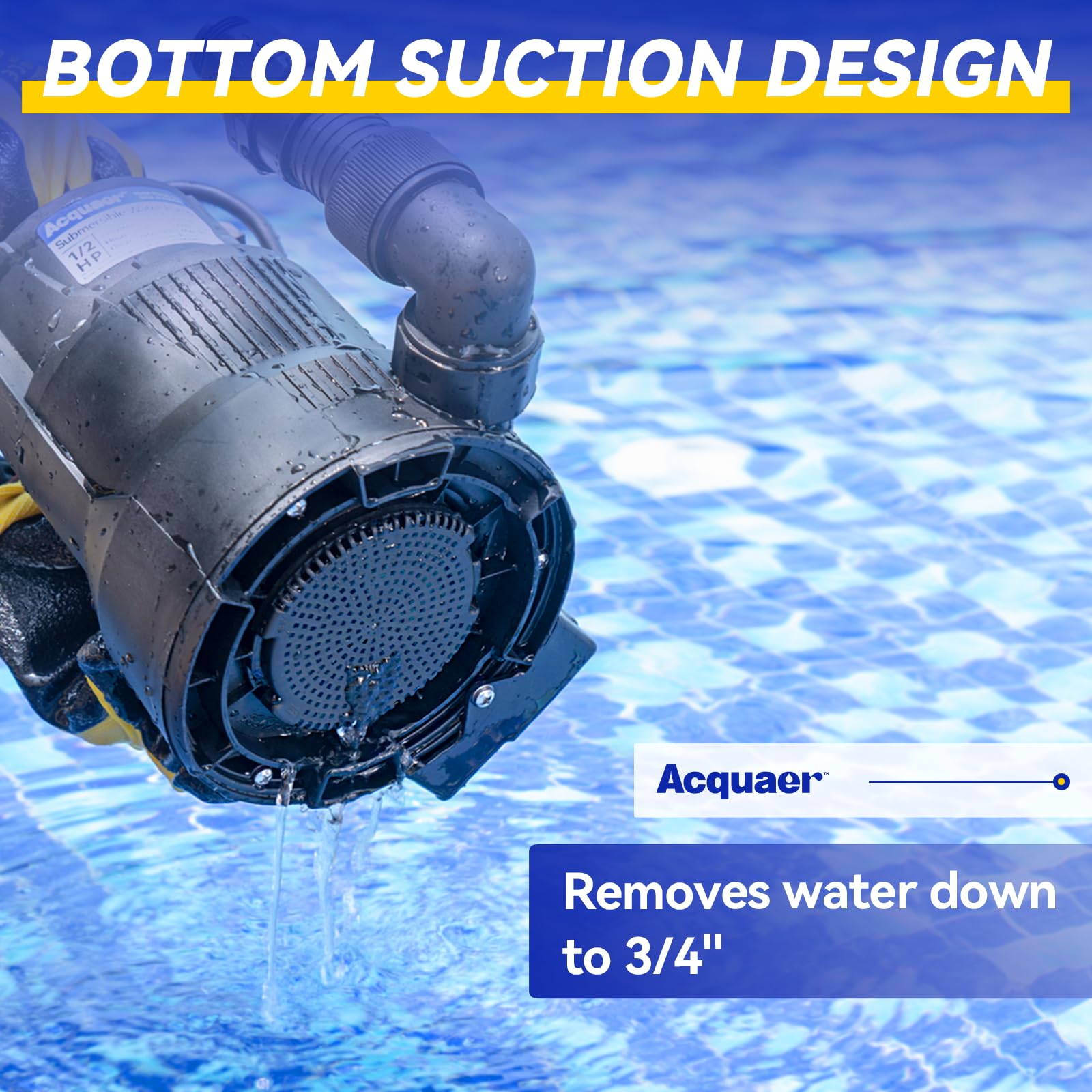 Acquaer pump motor featuring thermal overload protector for safe operation