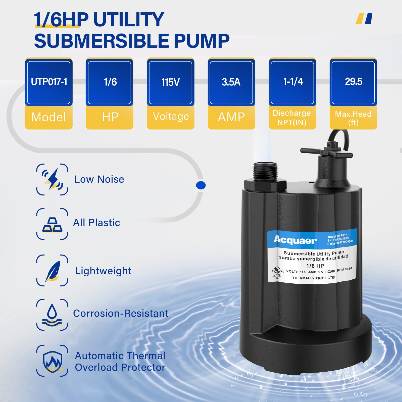 Acquaer thermoplastic housing keeps the unit lightweight and portable.