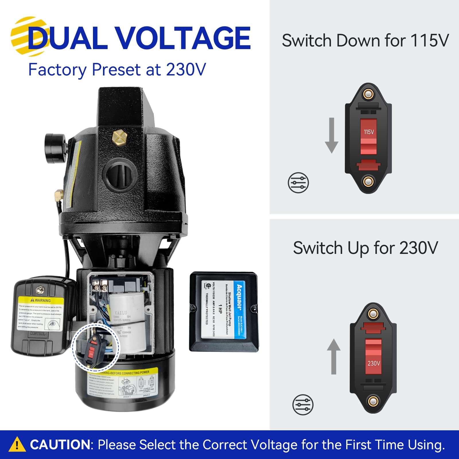 Acquaer automatic pressure switch maintains consistent flow