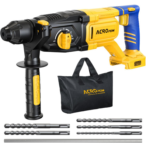 ACROPOW SDS-Plus cordless hammer drill bare tool ready for immediate project use.