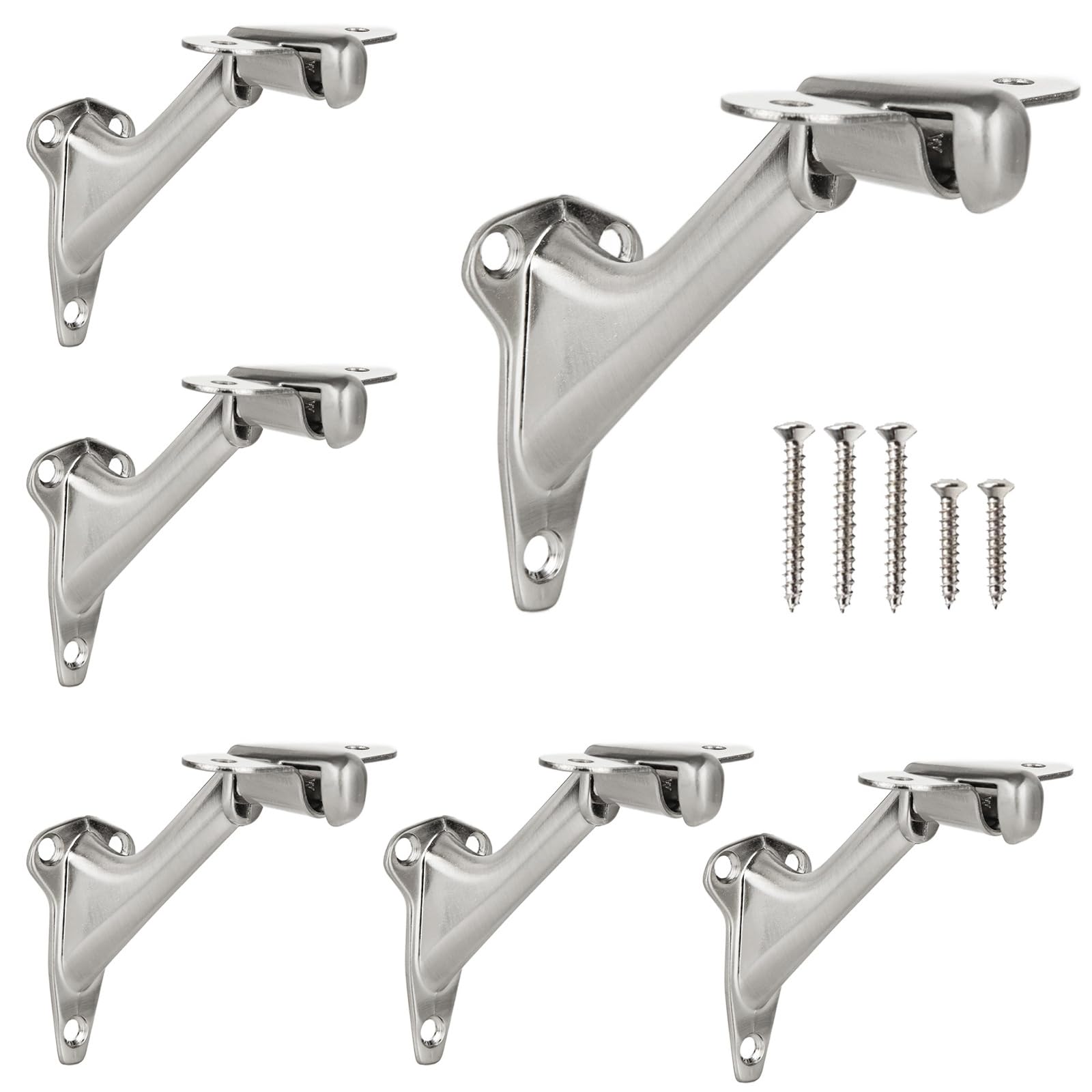 Acrux7 3-inch handrail bracket close-up in satin nickel, durable zinc alloy.