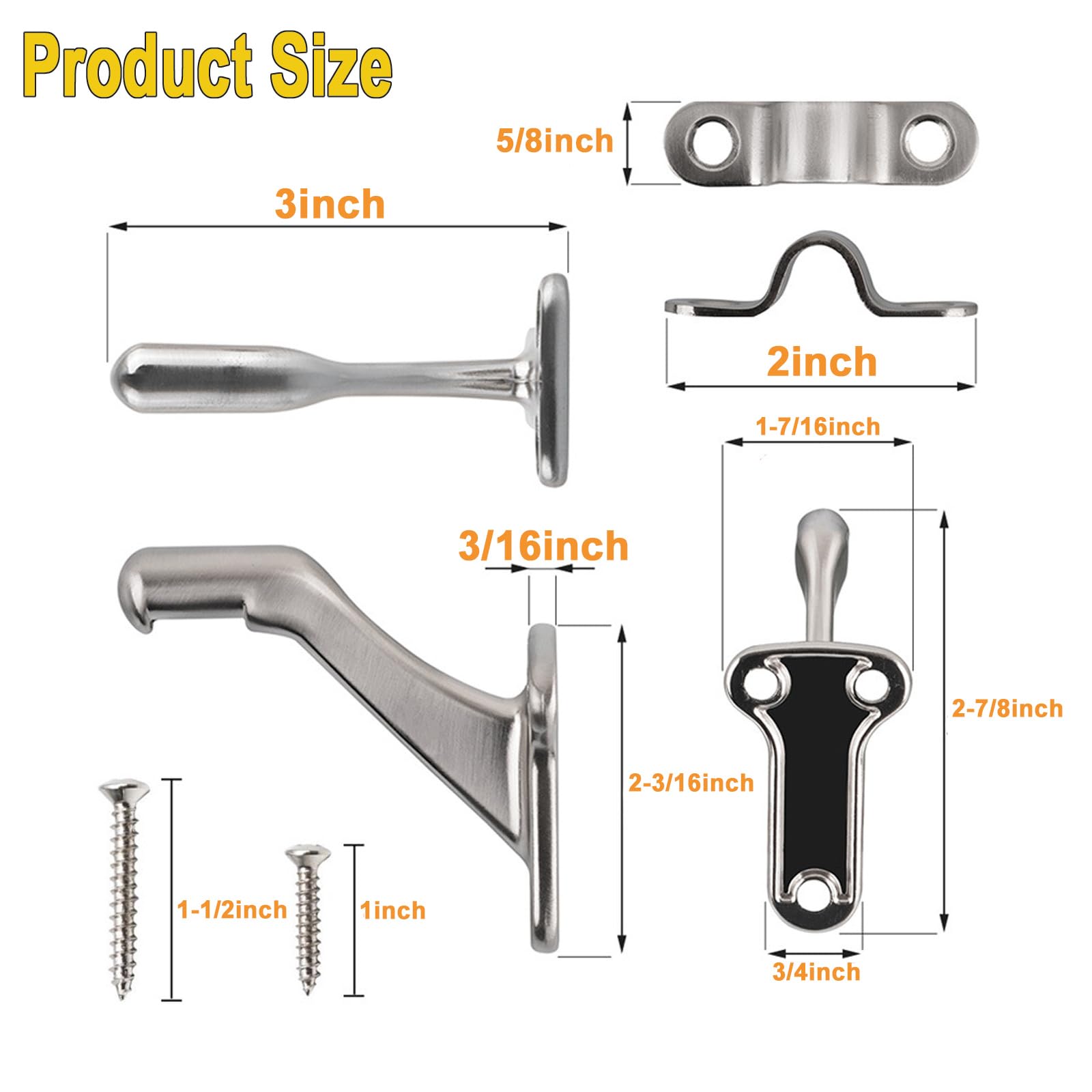 Acrux7 six-pack handrail brackets satin nickel with screws for easy installation.