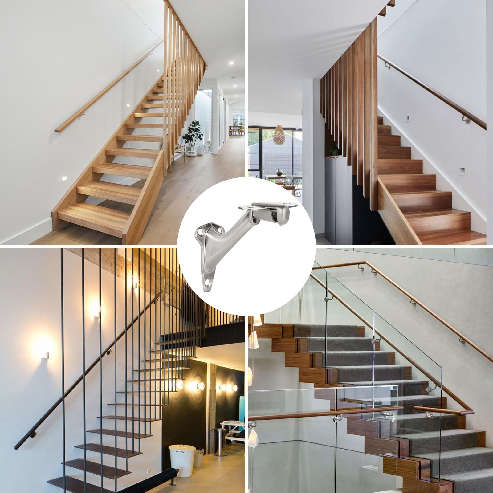 Acrux7 bracket with screws in satin nickel for secure railing installation.