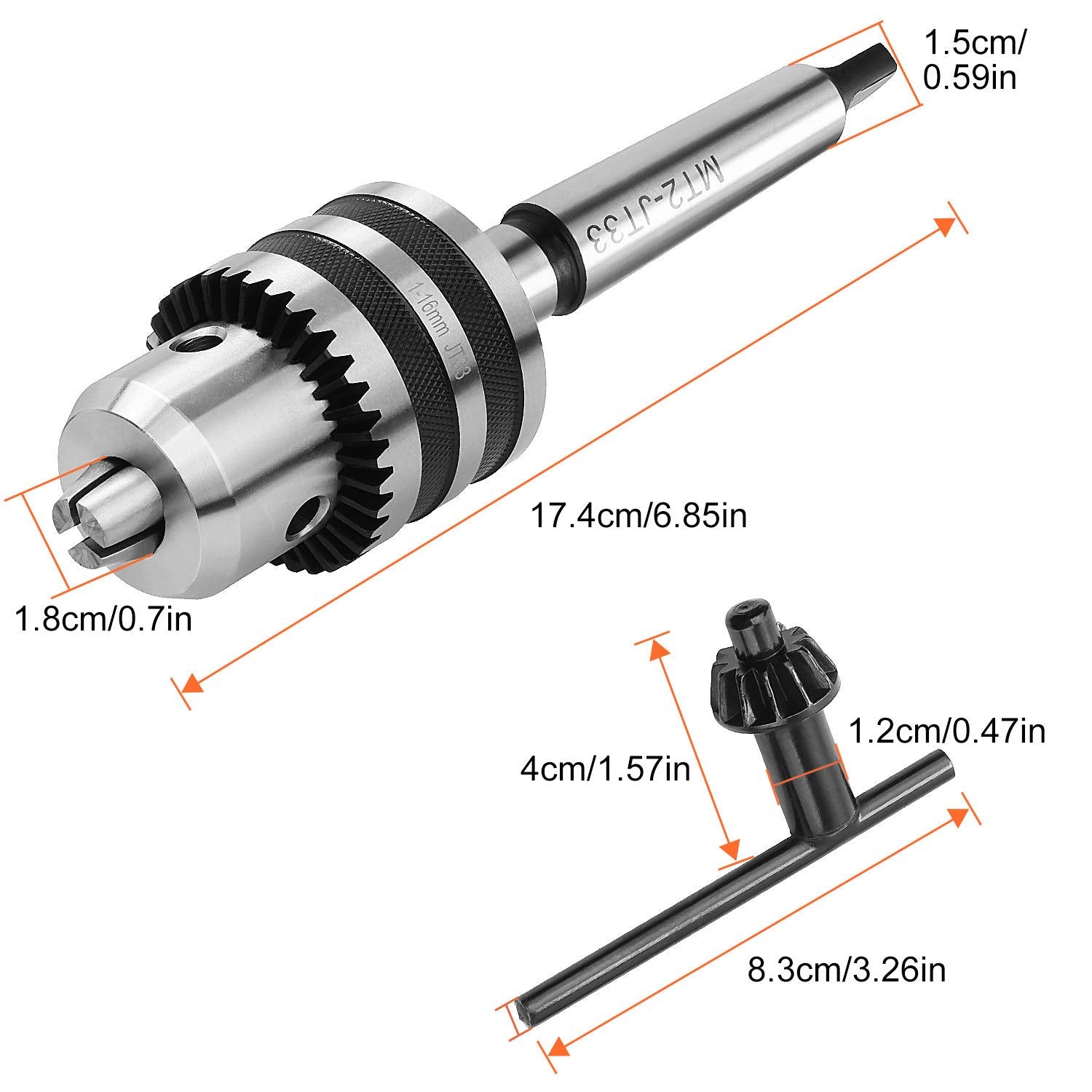 Acrux7 MT2 drill chuck with JT33 mount ready for lathes