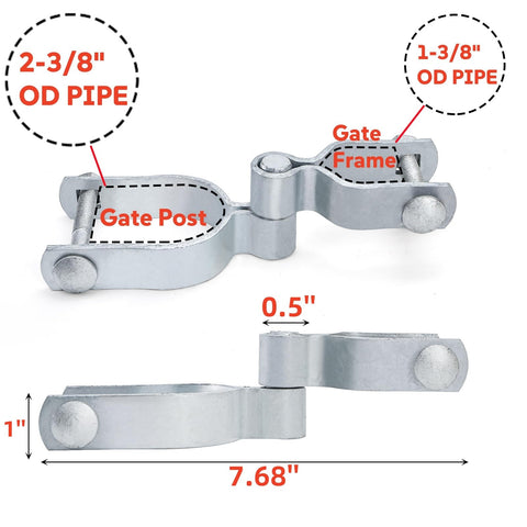 Acshio 4-pack male gate hinges for 2-3/8 inch posts supporting smooth swings