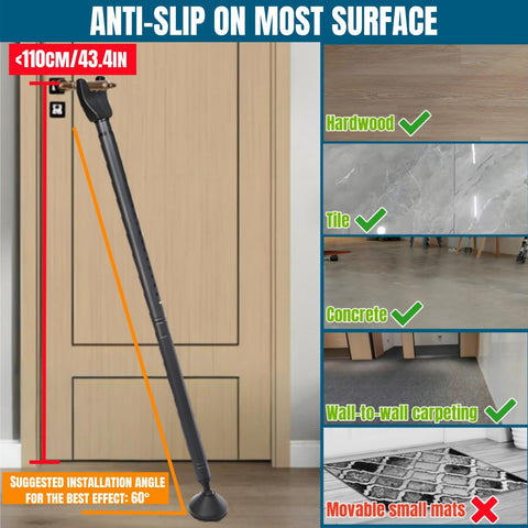 Anti-slip base and rubber tips keep doors steady and secure.