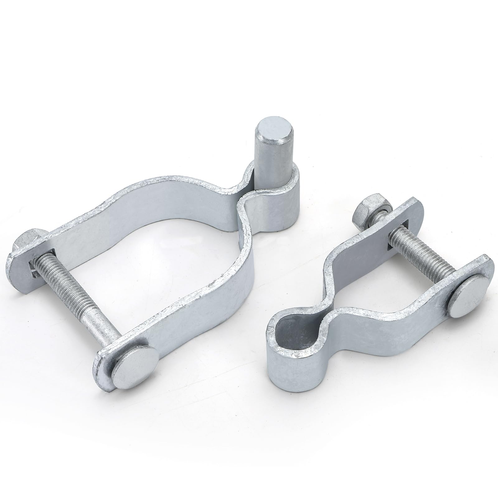 Acshio chain-link fence post hinges securing post-to-gate connections