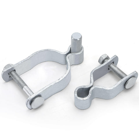 Acshio chain-link fence post hinges securing post-to-gate connections