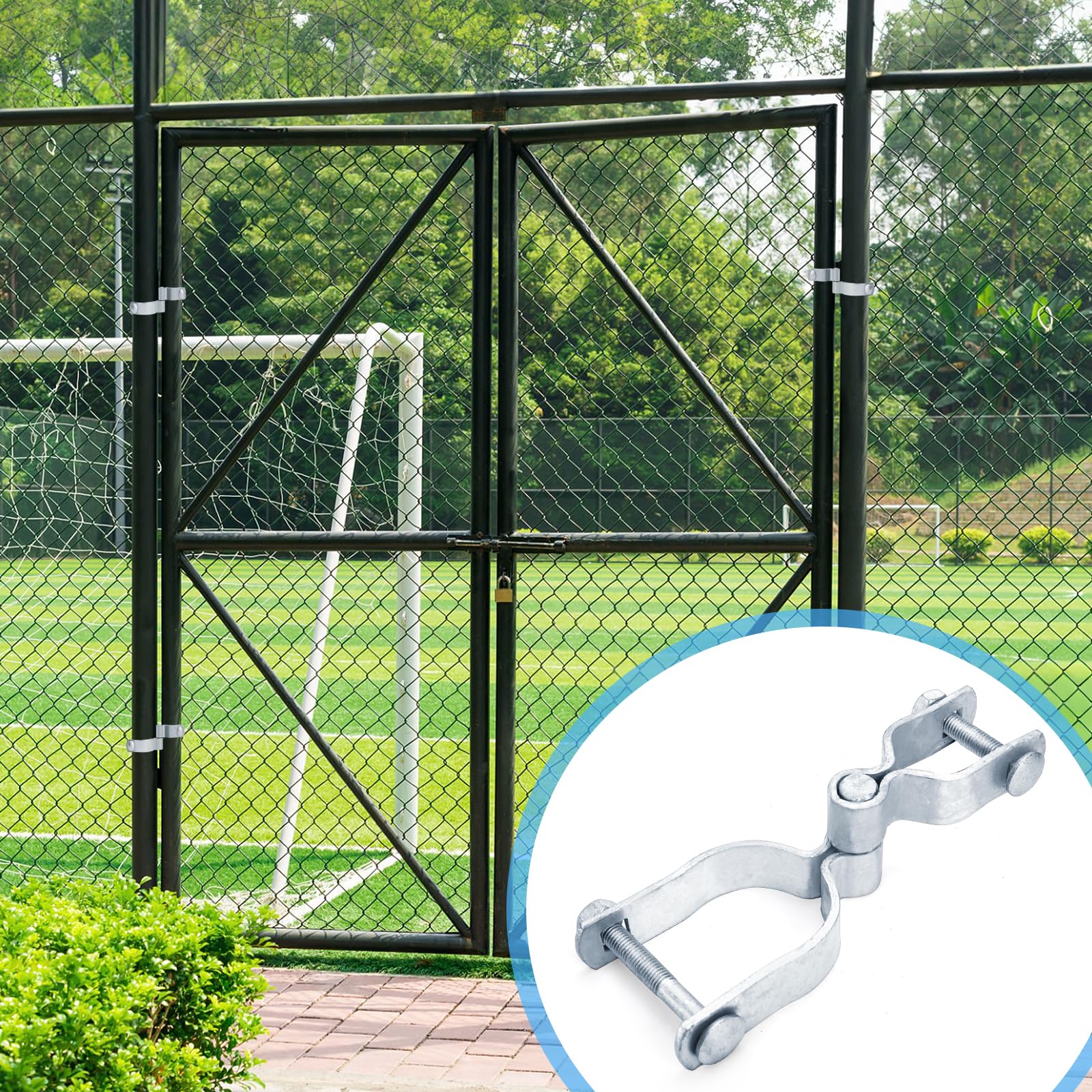 Acshio fence hinge set improving gate swing for garden or ranch gates