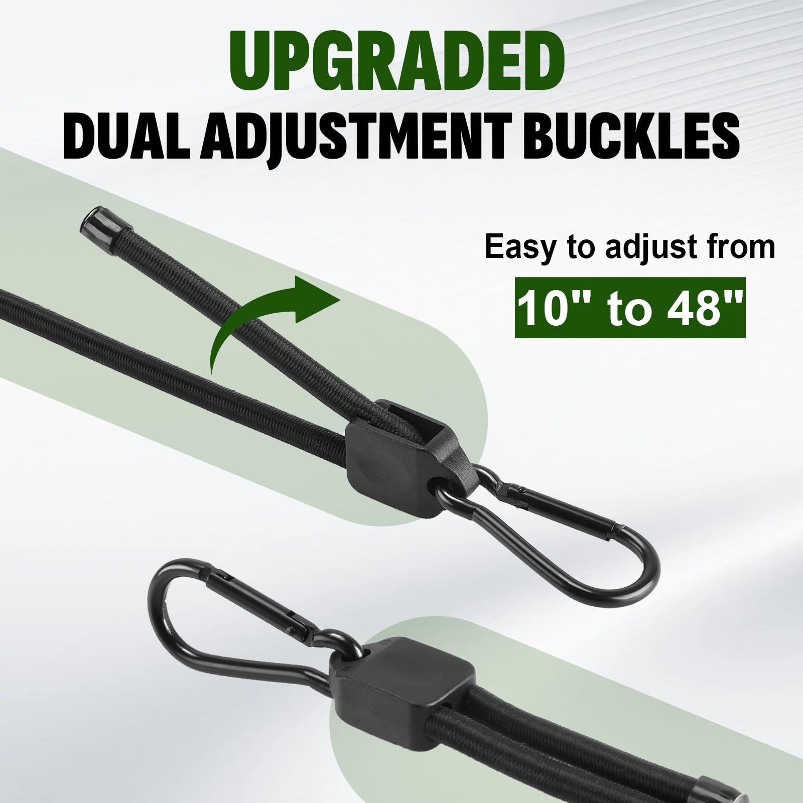 Actmuen heavy-duty bungee cords with dual hooks provide secure fastening for outdoor gear.