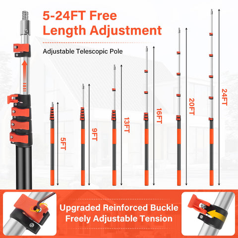 ACTREY flip-lock mechanism secures adjustable length during overhead work
