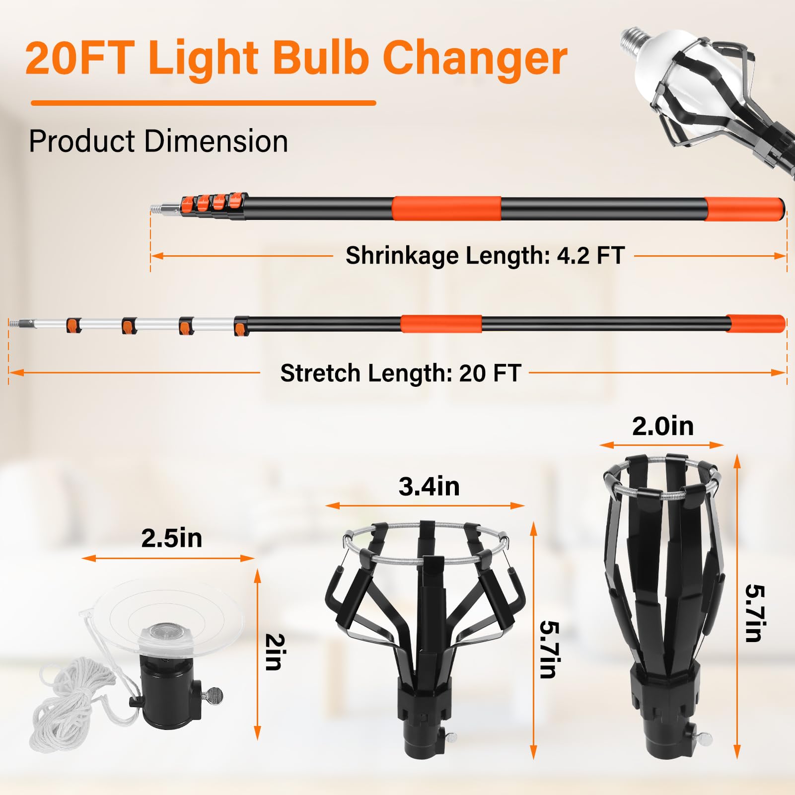 ACTREY lightbulb changer extends to 28ft for distant fixtures without ladders.