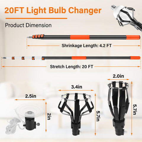 ACTREY lightbulb changer extends to 28ft for distant fixtures without ladders.
