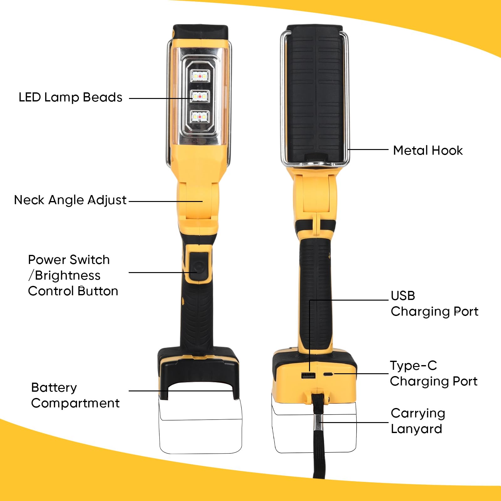 ACVSDB folding 180-degree design enabling precise lighting angles during tasks