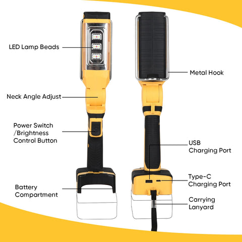 ACVSDB folding 180-degree design enabling precise lighting angles during tasks