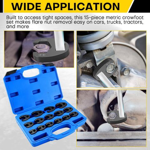 Acymner crowfoot flare-nut wrench 1/2 drive enables reach