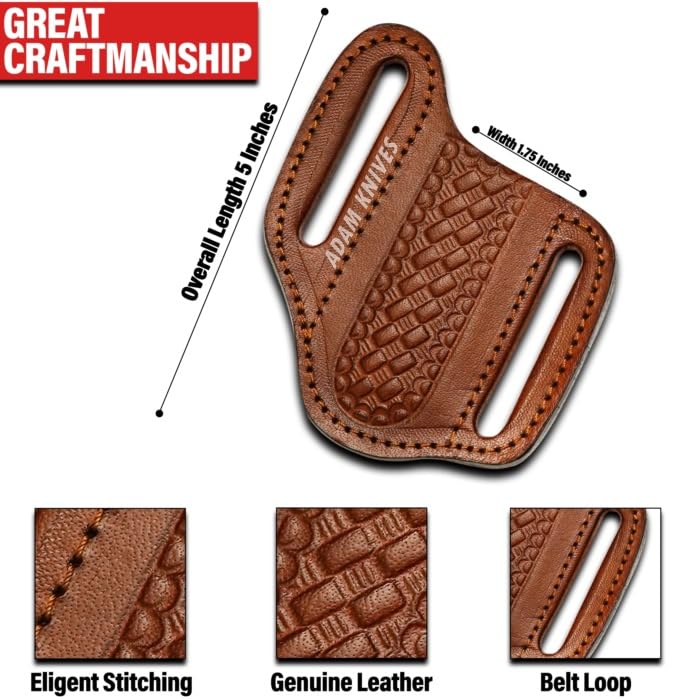 ADAM KNIVES natural leather variations give each sheath a unique character.