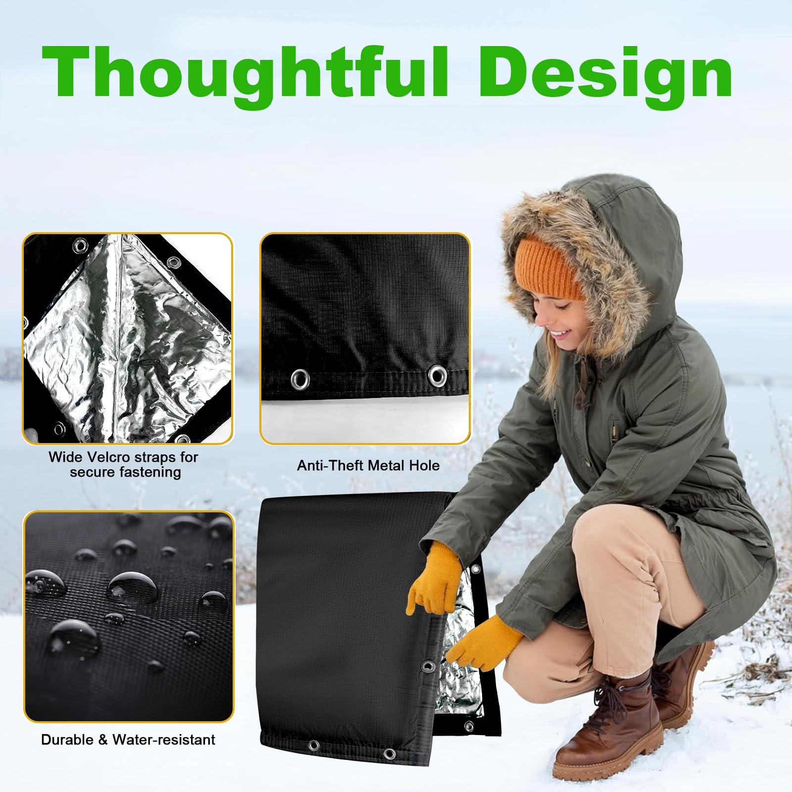Velcro closure on Adamoss backflow cover for easy secure fitting