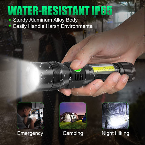 AdamStar UV flashlight IP65 waterproof design in rugged outdoor setting