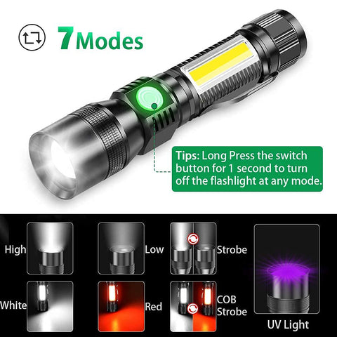 AdamStar UV flashlight charging via USB for convenient recharging
