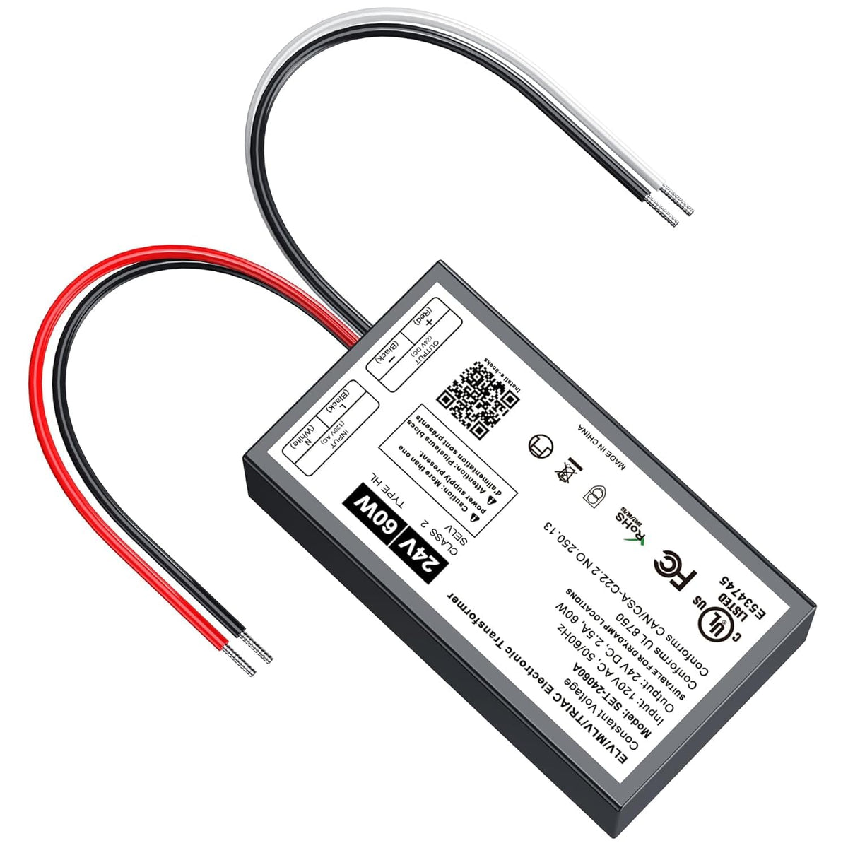 Adapter-Universe 24V dimmable LED driver front view showcases compact design and compatibility
