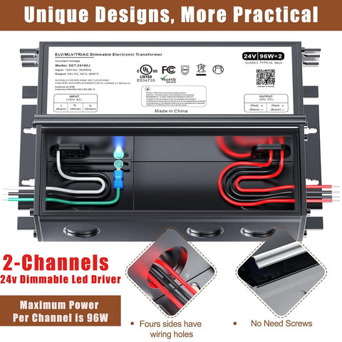 Adapter-Universe 24V dimmable LED driver side panel highlighting rugged housing