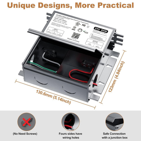 Adapter-Universe ELV/MLV/Triac compatibility label confirms dimming support