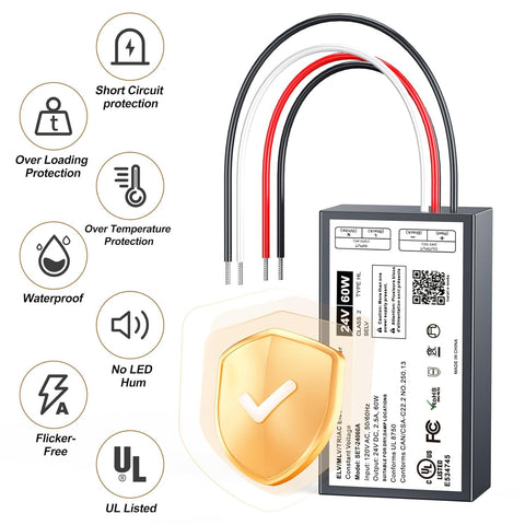 Adapter-Universe UL-listed safety badge on the LED driver