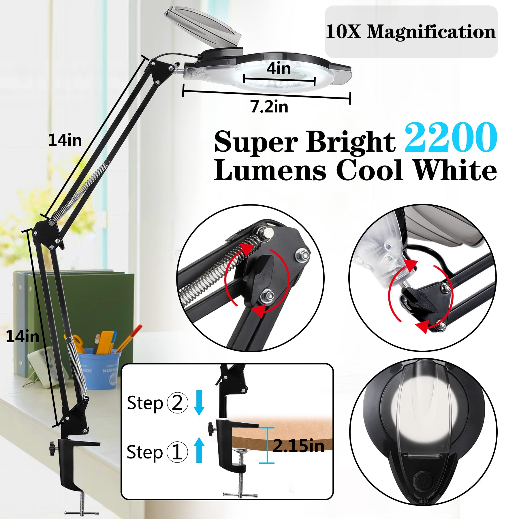 ADDIE KIRKAS swiveling arm allows precise light positioning