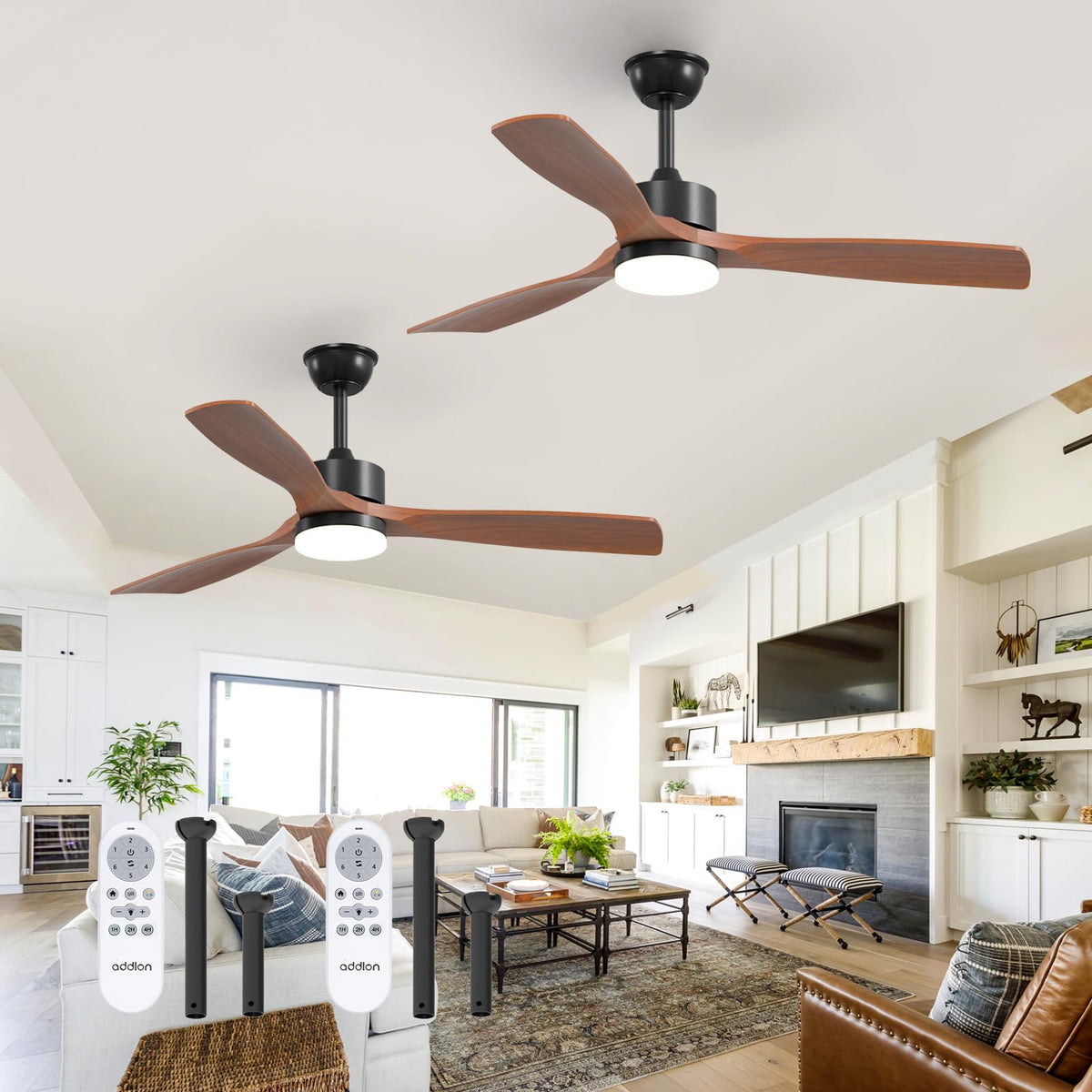 Addlon 52-inch ceiling fans with light and remote for versatile spaces