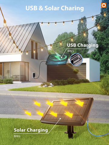 Addlon 34-LED bulbs create warm night ambience for outdoor spaces.