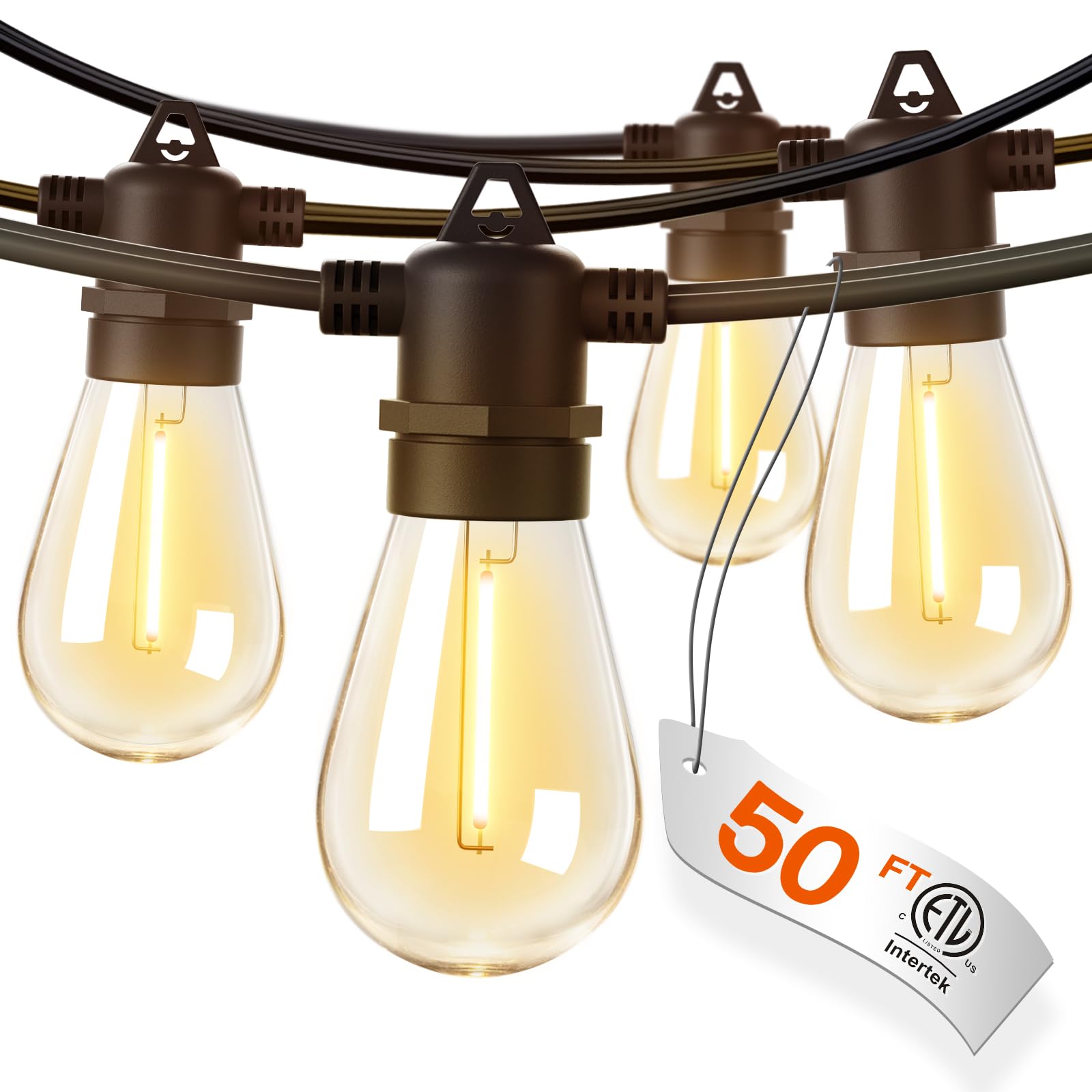 Addlon 50ft LED string lights with edison shatterproof bulbs glow for durable outdoor ambiance