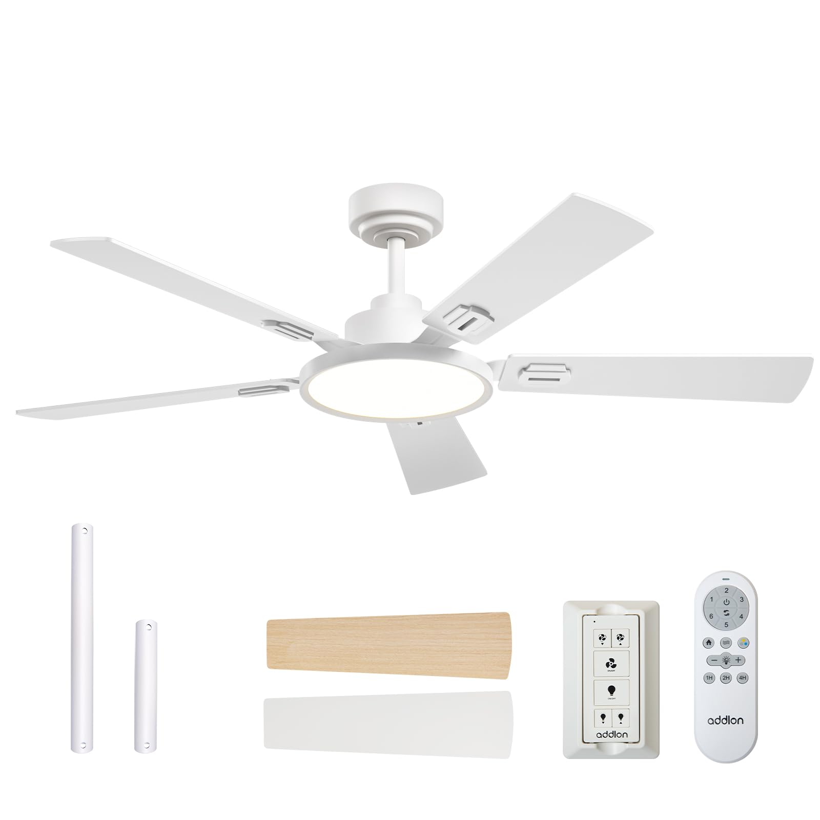 Addlon 52-inch ceiling fan with light remote for easy room control.