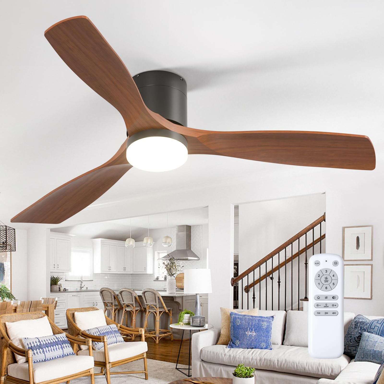 Addlon 52-inch ceiling fan with light in black walnut for stylish cooling.