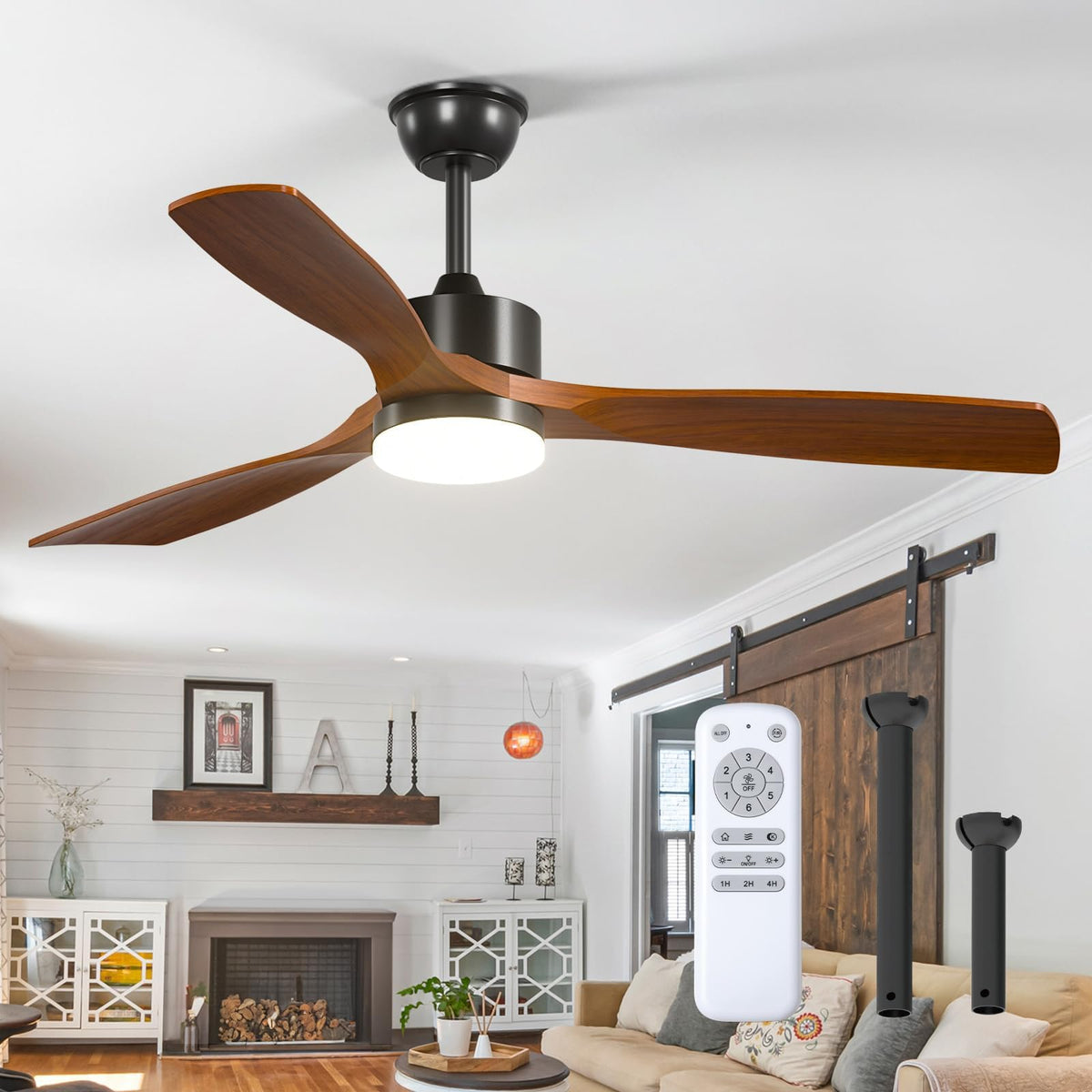 Addlon 52-inch ceiling fan with light and remote for quiet cooling in living spaces.