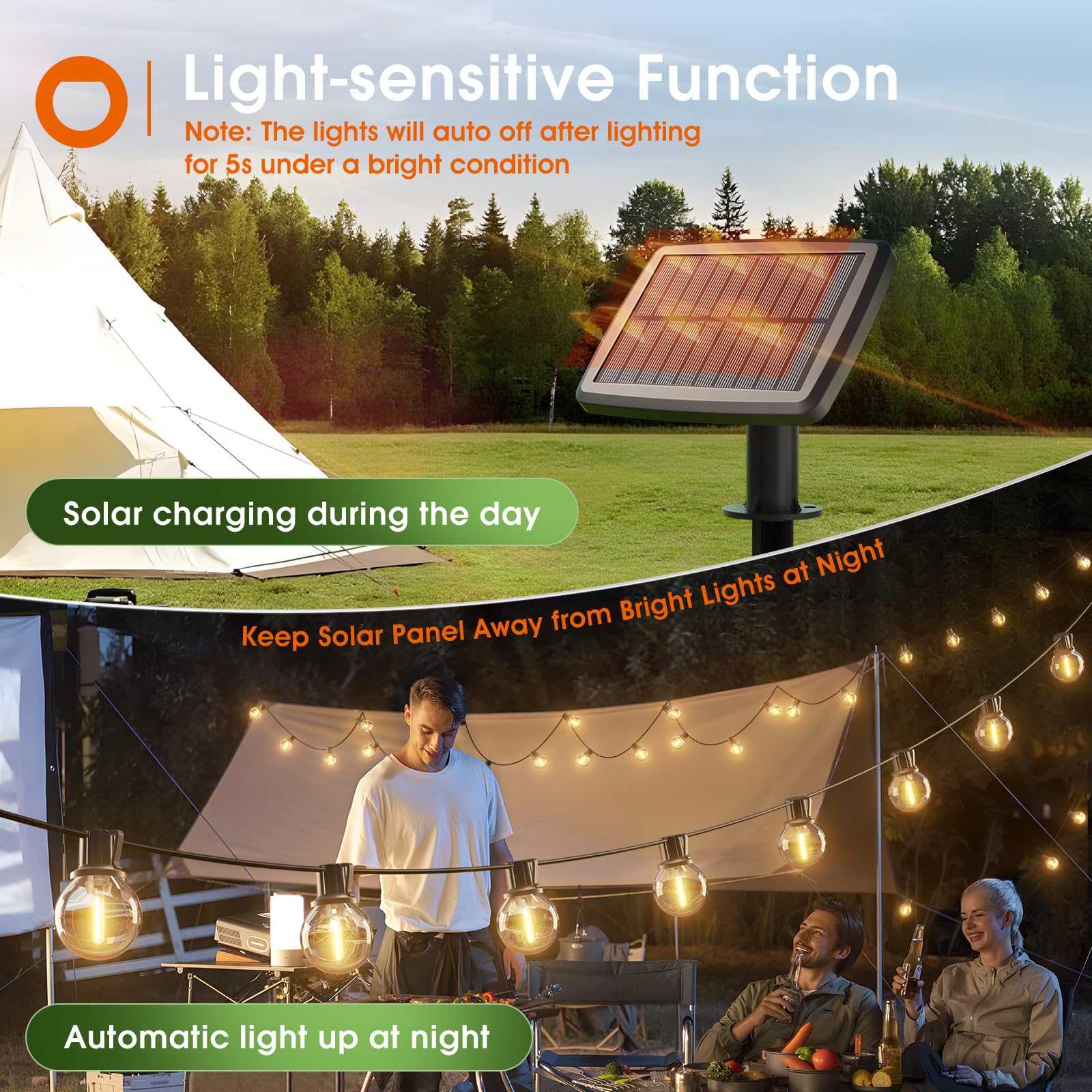 Addlon detachable solar panel enables USB charging for continuous lighting