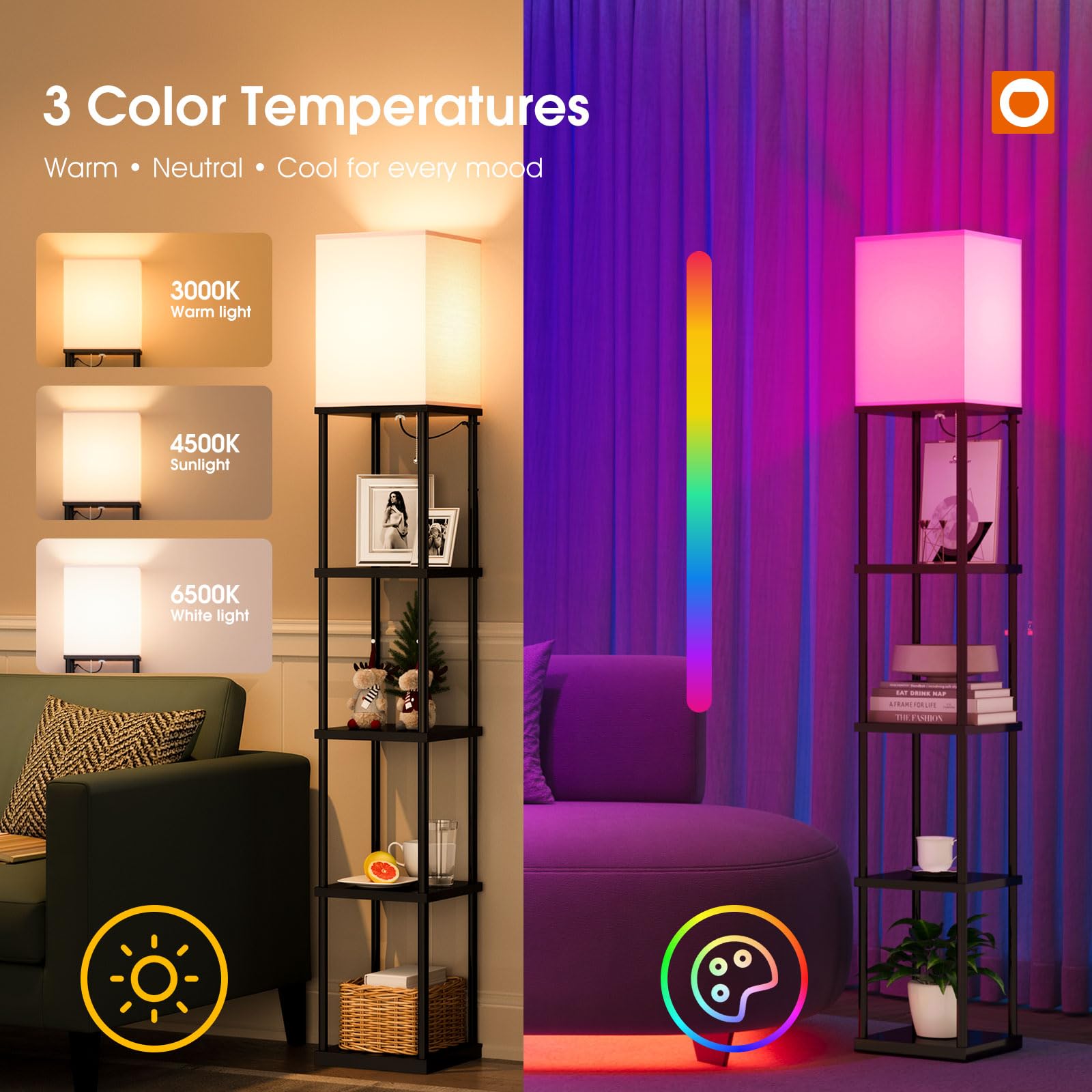 Addlon app-control floor lamp allows color and timer adjustments from anywhere within range.