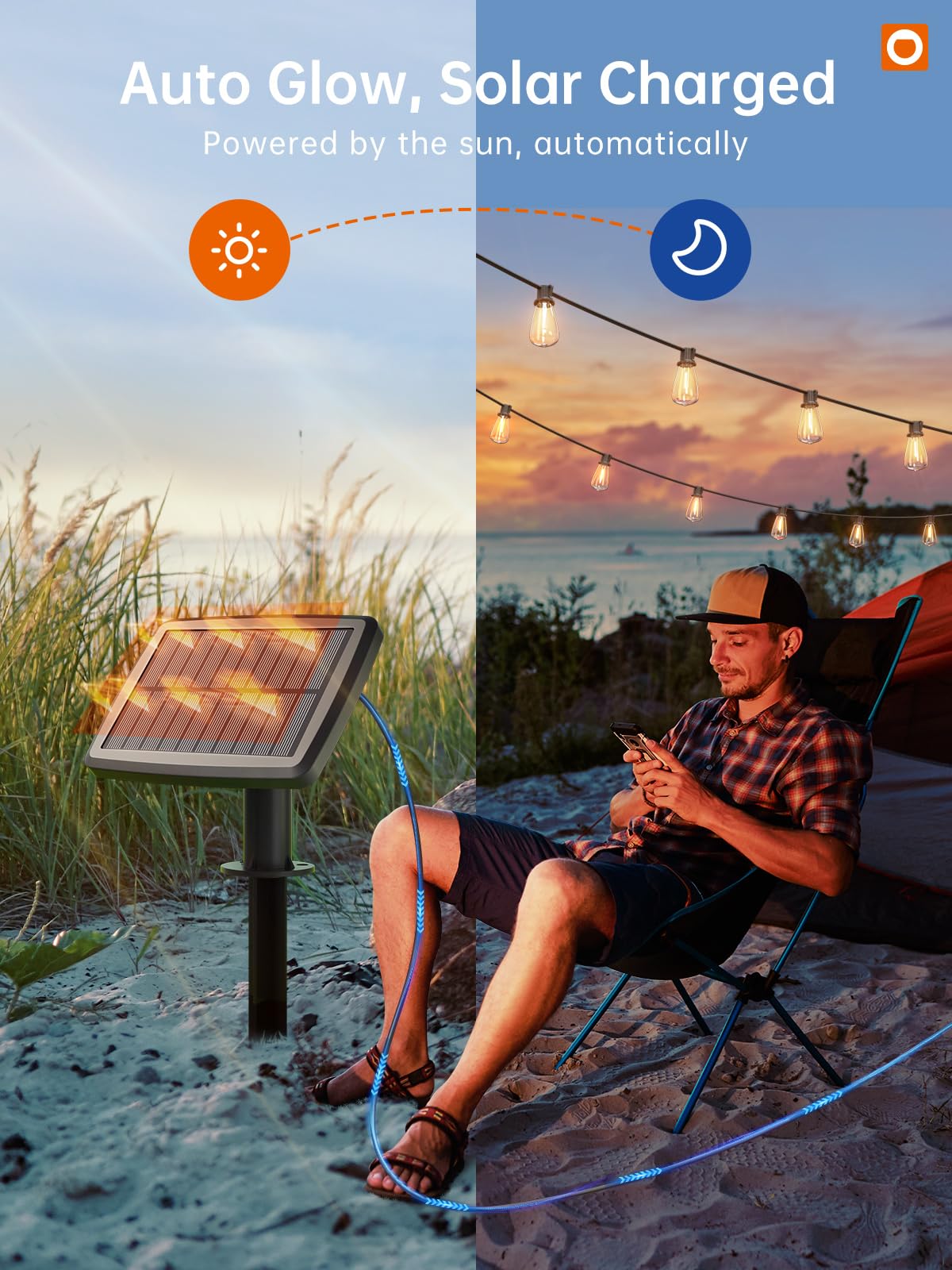 Addlon solar and USB dual charging supports outdoor gatherings in any season.