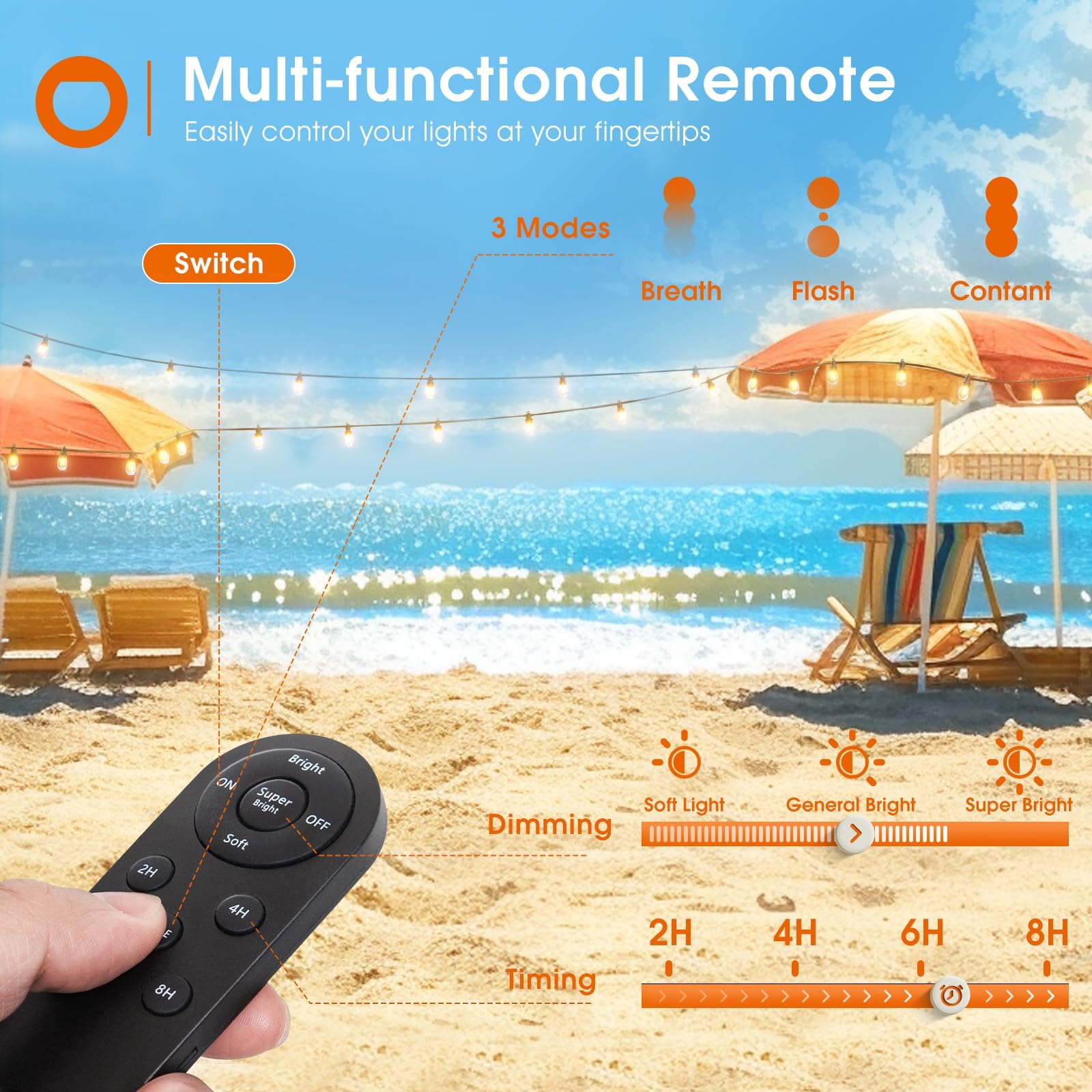 addlon three brightness modes for flexible lighting comfort outdoors.