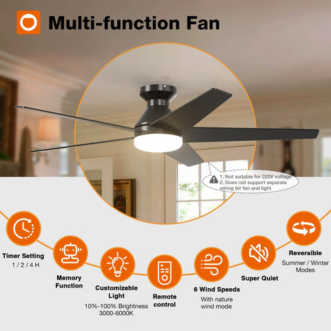 Addlon remote controlled ceiling fan enables easy wind speed and timer adjustments.