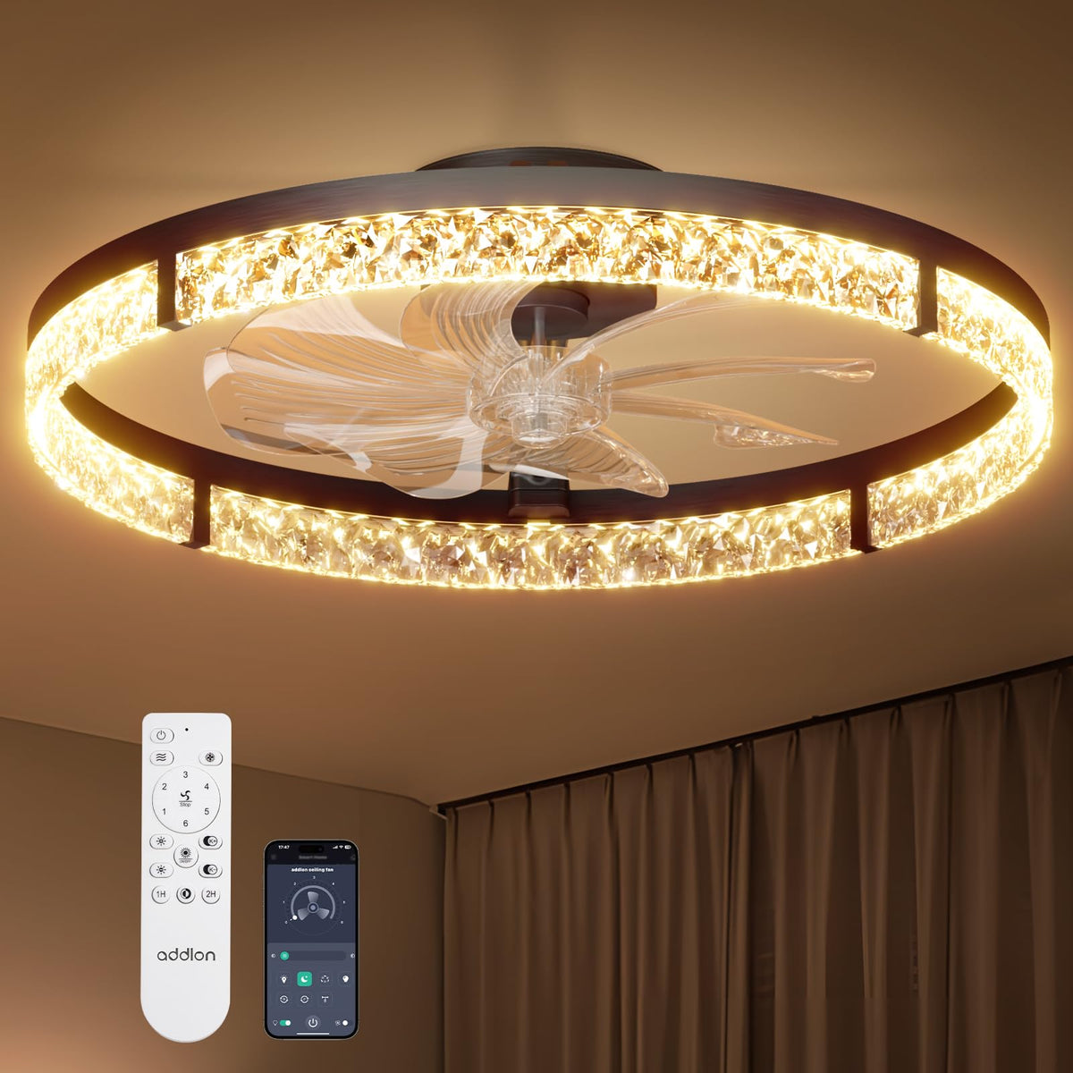Addlon ceiling fan with light and remote for easy year-round comfort