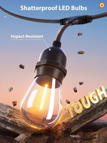 Addlon Edison bulbs are shatterproof for durable outdoor lighting.
