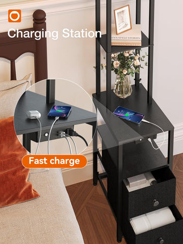 Addlon floor lamp dual drawers store remotes and chargers neatly